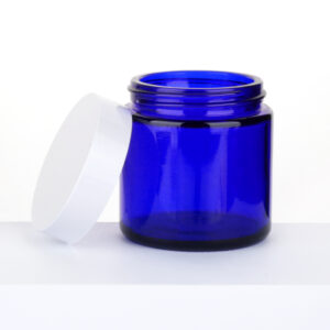 Blue Round Pots Thick Glass Skincare Jars