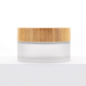 Empty Bamboo Glass Cream Jar