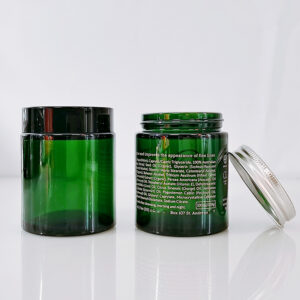 Straight Sided Green Glass Jar